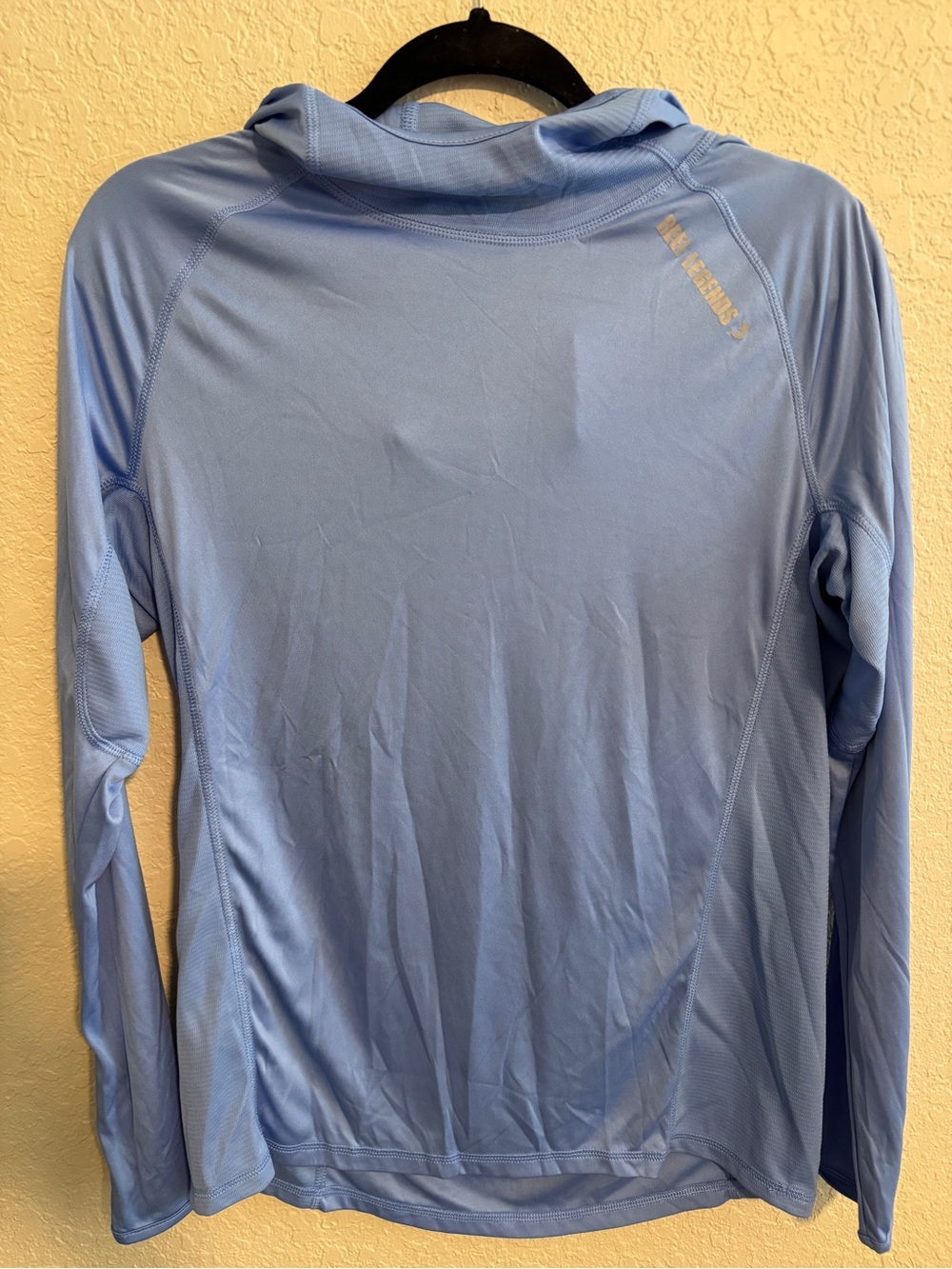 Reel Legends Blue Hooded Performance Fishing Long Sleeve Top